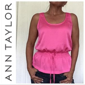 ANN TAYLOR HOT PINK SILKY SLEEVELESS TOP SMALL